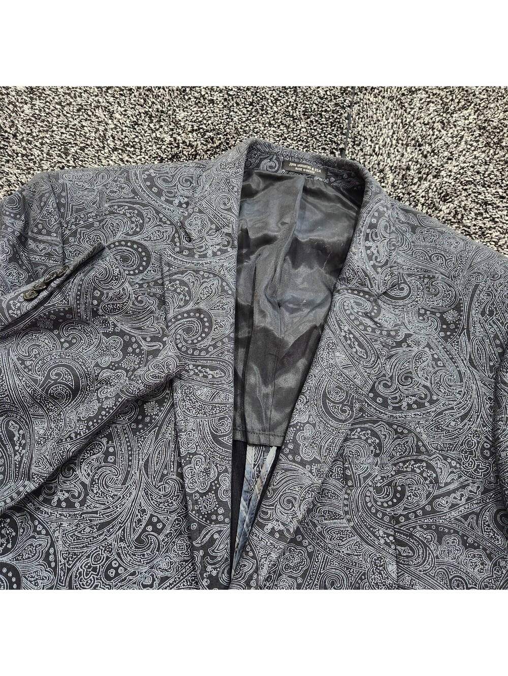 John Varvatos USA Men's Paisley Blazer Jacket Grey Black Sport Coat 46L
